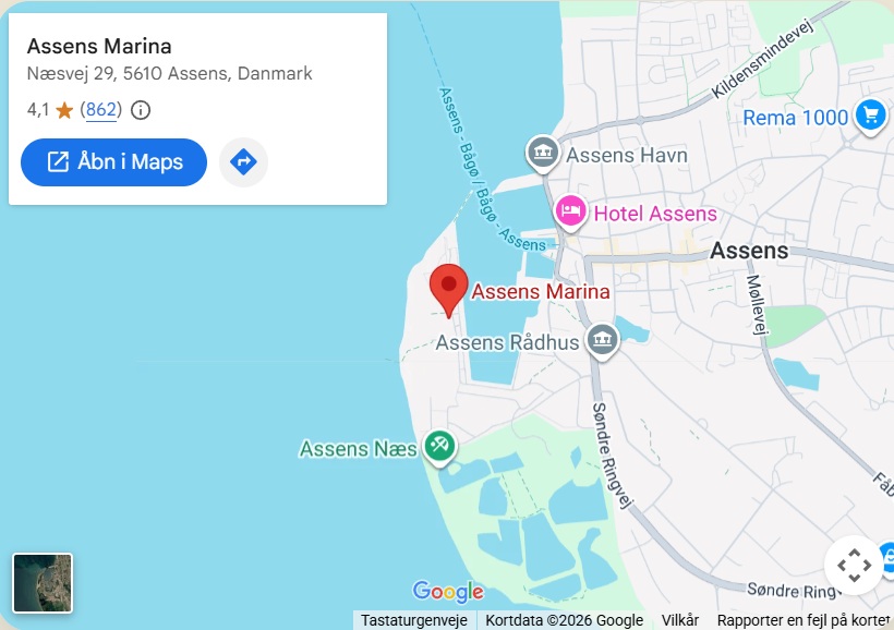 Kort over Assens Marina